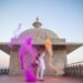A couple celebrating Holi