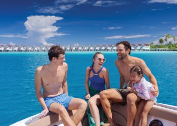 Family on a holiday in Maldives