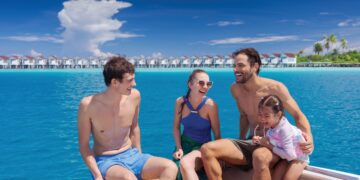 Family on a holiday in Maldives
